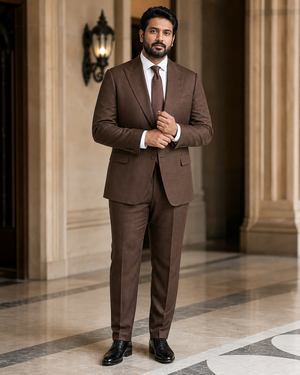 Plus Size Chocolate Linen Suit — Custom Made to Measure — 1