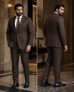 Plus Size Chocolate Linen Suit — Custom Made to Measure — 2