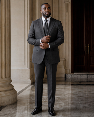 Plus Size Dark Grey Cashmere Blend Suit — Custom Made to Measure — 1