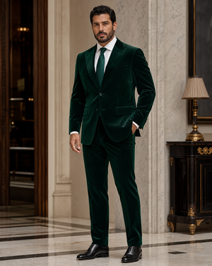 Plus Size Emerald Green Velvet Suit — Custom Made to Measure — 2