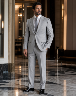 Plus Size Light Grey Cotton Suit — Custom Made to Measure — 2