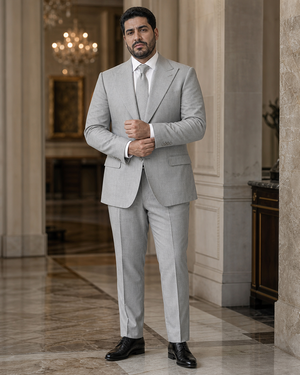 Plus Size Light Grey Linen Suit — Custom Made to Measure — 1