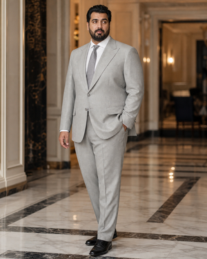 Plus Size Light Grey Linen Suit — Custom Made to Measure — 2