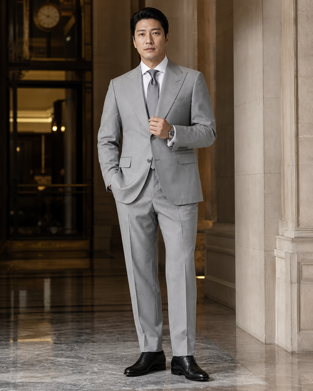 Plus Size Light Grey Wool Suit — Custom Made to Measure