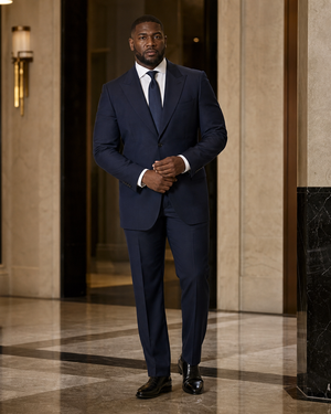 Plus Size Midnight Blue Wool Suit — Custom Made to Measure — 1