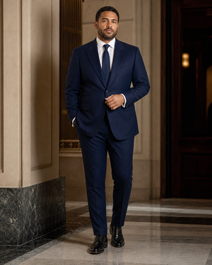 Plus Size Navy Flannel Suit — Custom Made to Measure — 1