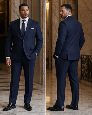 Plus Size Navy Flannel Suit — Custom Made to Measure — 2