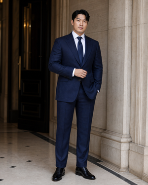 Plus Size Navy Linen Suit — Custom Made to Measure — 1