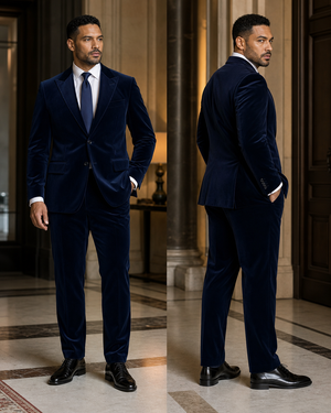 Plus Size Navy Velvet Suit — Custom Made to Measure — 2