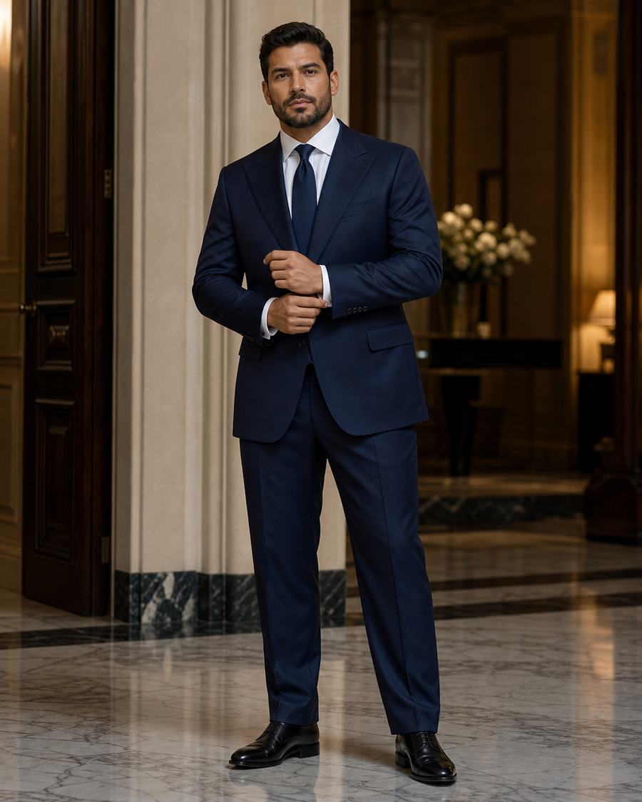 Plus Size Navy Wool Suit — Custom Made to Measure