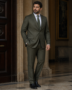 Plus Size Olive Flannel Suit — Custom Made to Measure — 2