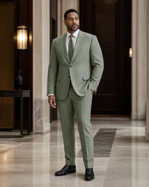 Plus Size Sage Green Linen Suit — Custom Made to Measure — 2