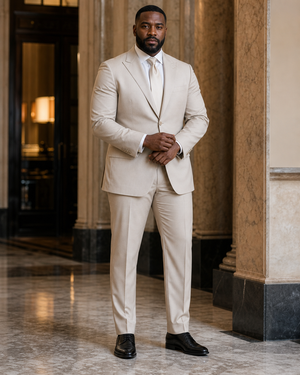 Plus Size Stone Cotton Suit — Custom Made to Measure — 1