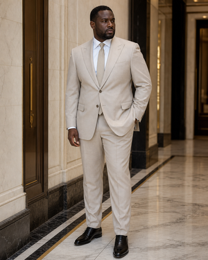 Plus Size Stone Cotton Suit — Custom Made to Measure — 2