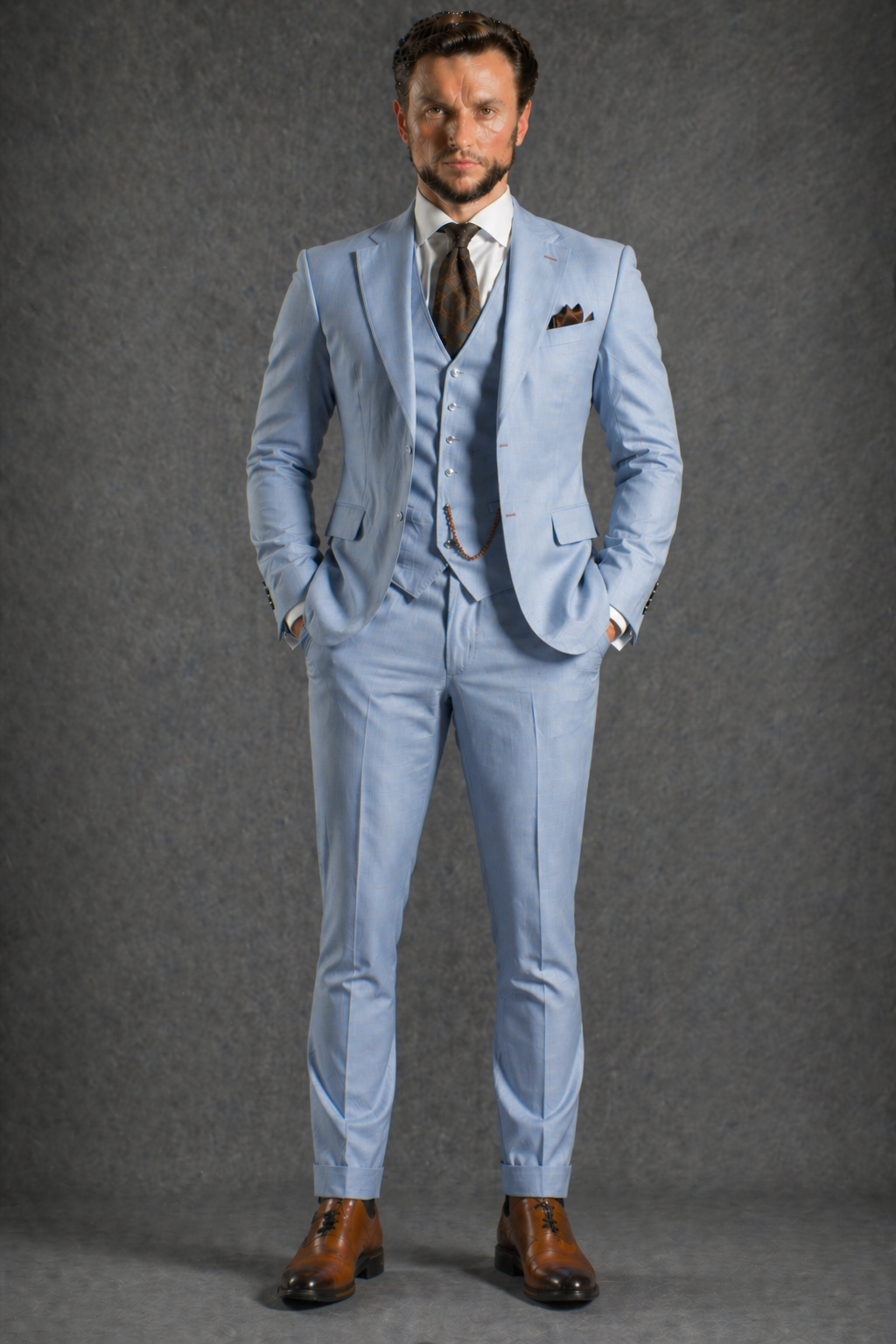 Powder Blue Wool Father of the Bride Suit — Custom Made