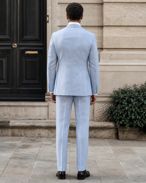 Powder Blue Linen Peak Lapel Suit — Custom Made to Measure — 2