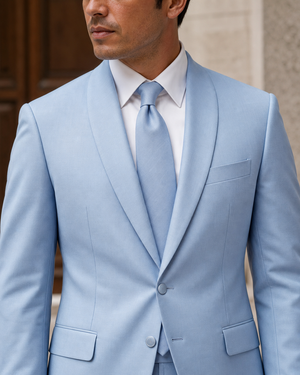 Powder Blue Wool Shawl Lapel Suit — Custom Made to Measure — 4