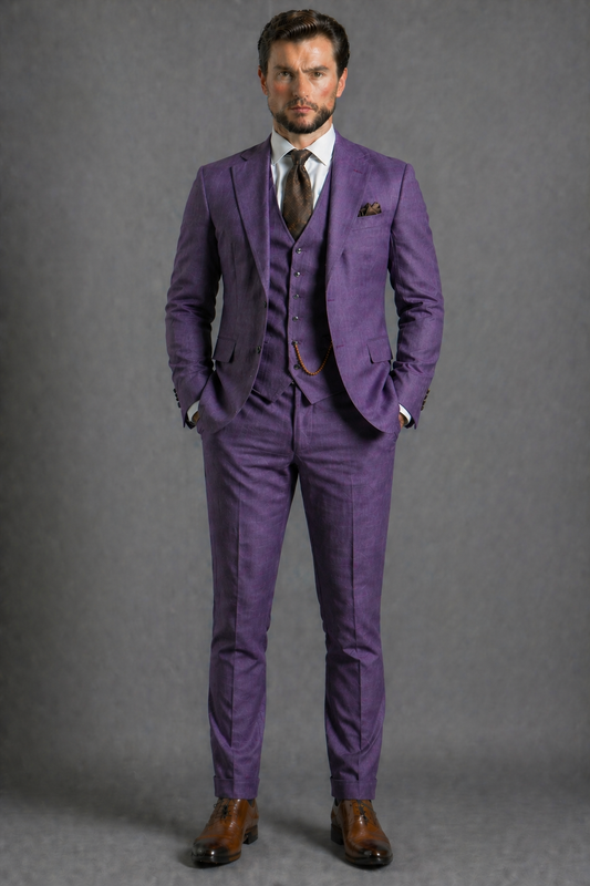 Purple Linen Slim Fit Suit — Custom Made to Measure