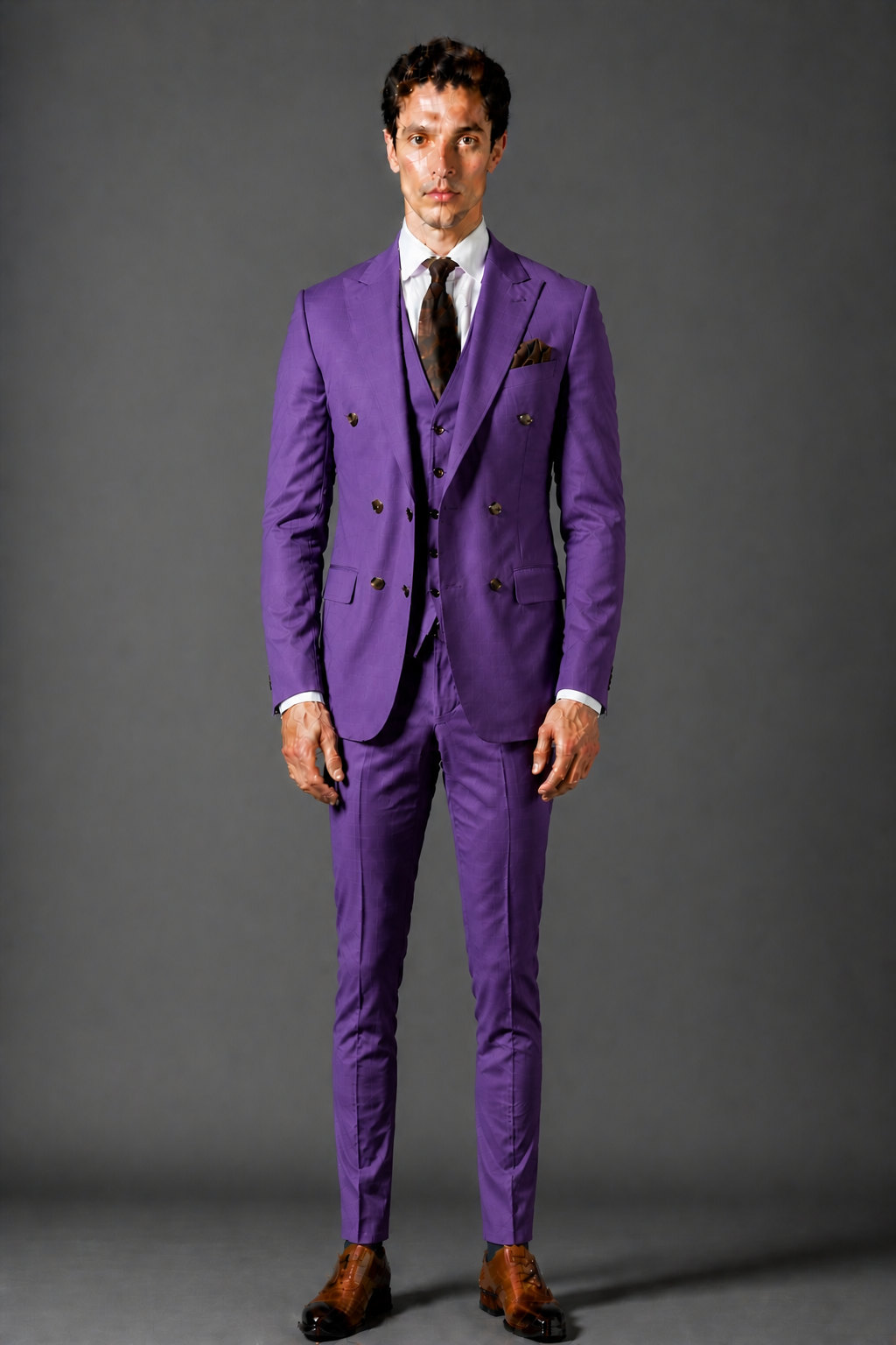 Purple Silk Blend Double Breasted Suit — Custom Made to Measure