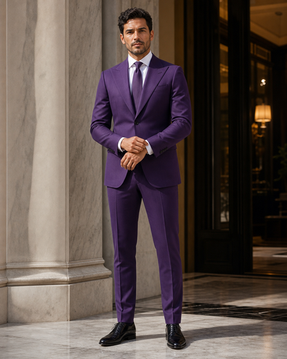 Purple Cotton Beach Wedding Suit - Custom Made to Measure front view