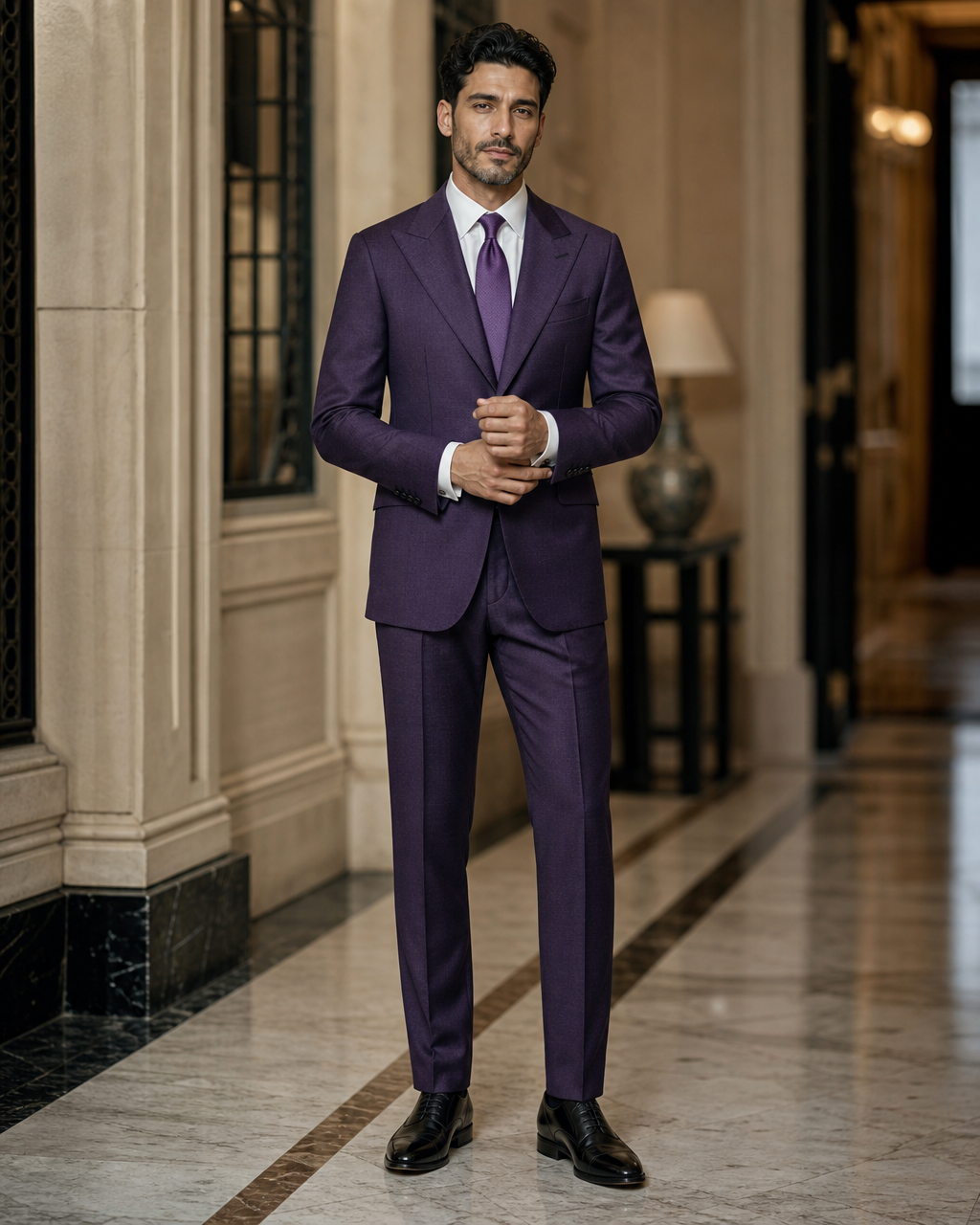 Purple Flannel Winter Suit - Custom Made to Measure front view