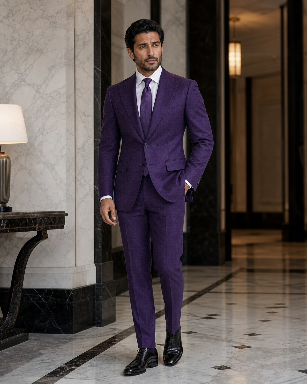 Purple Flannel Winter Suit - Custom Made to Measure side back view