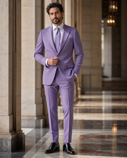 Purple Seersucker Summer Suit - Custom Made to Measure front view