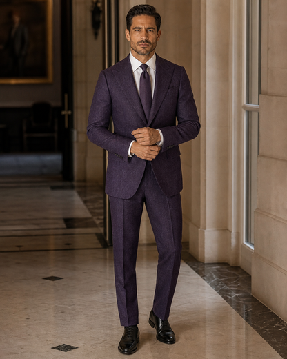 Purple Tweed Winter Suit - Custom Made to Measure front view