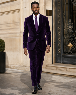 Purple Velvet Shawl Lapel Suit — Custom Made to Measure — 1
