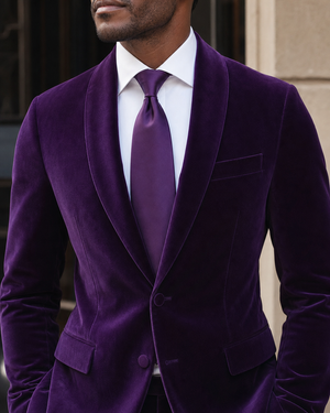 Purple Velvet Shawl Lapel Suit — Custom Made to Measure — 4