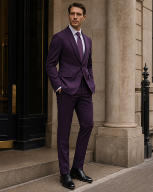 Purple Wool Shawl Lapel Suit — Custom Made to Measure — 3