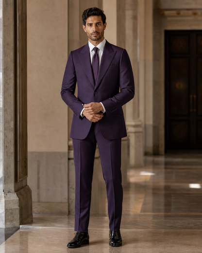 Purple Wool Winter Suit - Custom Made to Measure front view