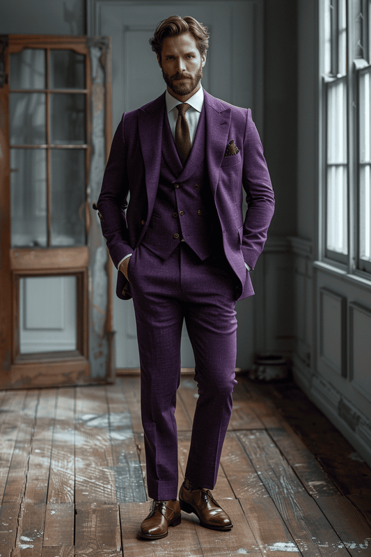 Purple Silk Blend Cocktail Party Suit — Custom Made to Measure