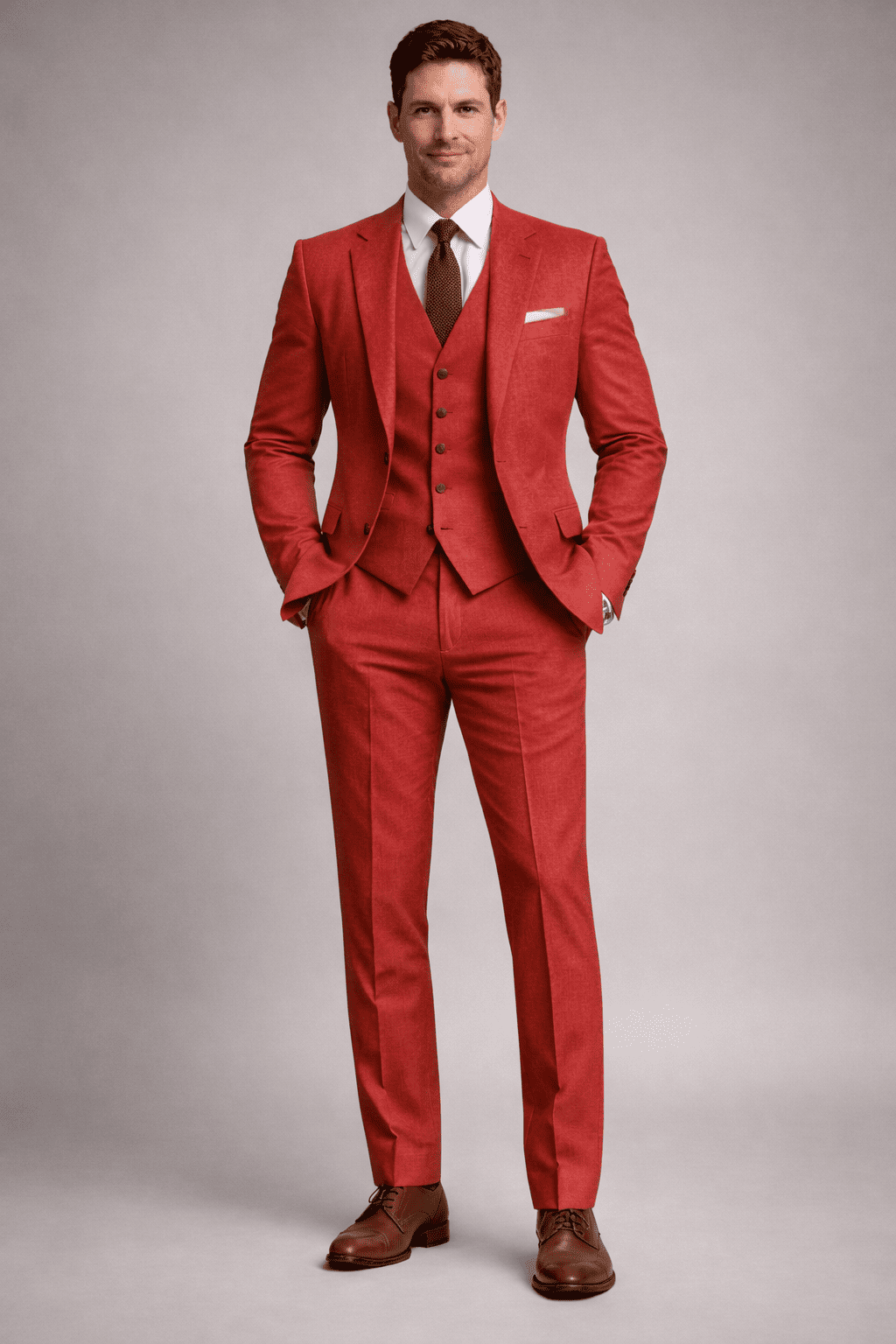 Red Linen Father of the Bride Suit — Custom Made