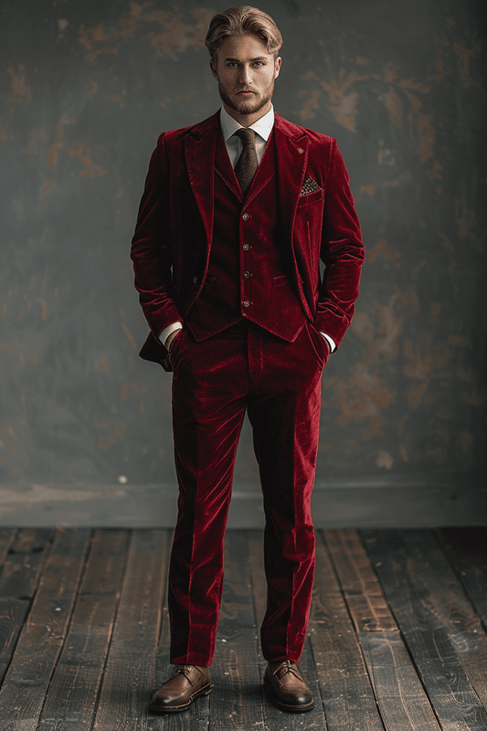 Red Velvet Prom Suit — Custom Made to Measure