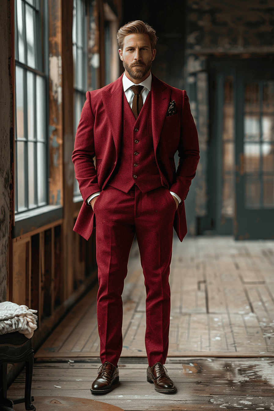Red Wool Prom Suit — Custom Made to Measure