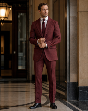 Red Herringbone Winter Suit — Custom Made to Measure — 1