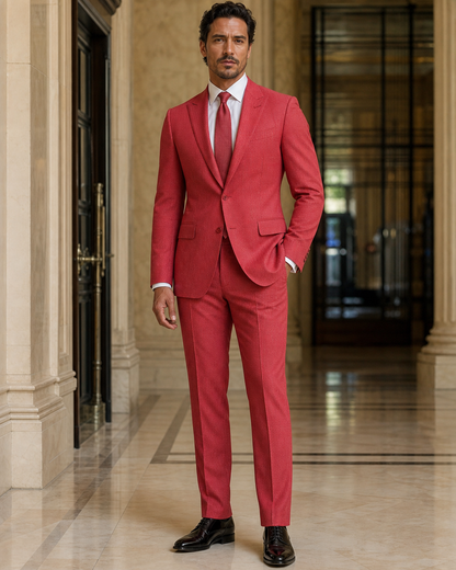 Red Seersucker Summer Suit - Custom Made to Measure side back view