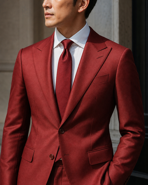 Red Silk Blend Peak Lapel Suit — Custom Made to Measure — 4
