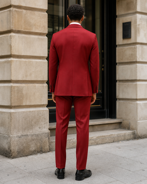 Red Wool Shawl Lapel Suit — Custom Made to Measure — 2