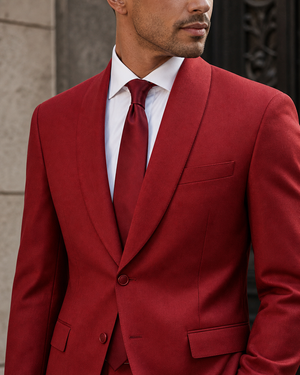 Red Wool Shawl Lapel Suit — Custom Made to Measure — 4