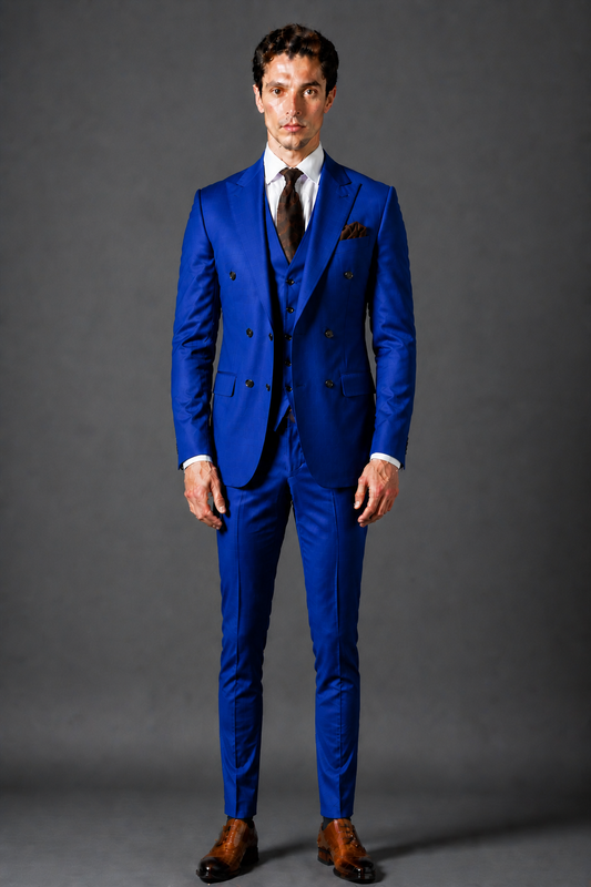 Royal Blue Silk Blend Groomsmen Suit — Custom Made to Measure