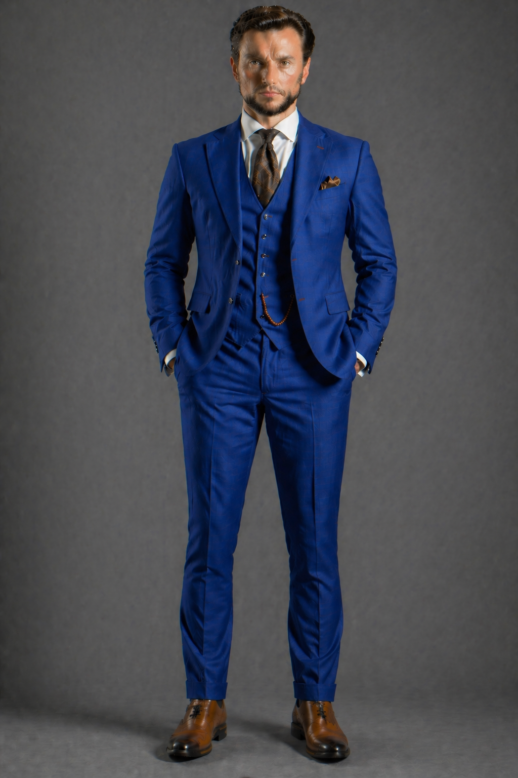 Royal Blue Wool Father of the Bride Suit — Custom Made