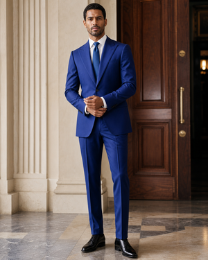 Royal Blue Cashmere Blend Winter Suit — Custom Made to Measure — 1