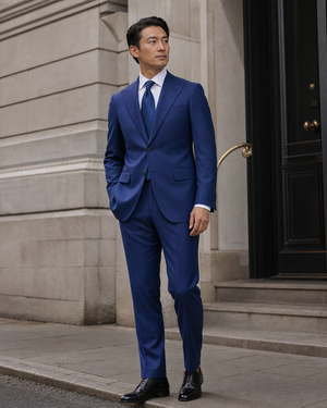 Royal Blue Silk Blend Peak Lapel Suit — Custom Made to Measure — 3