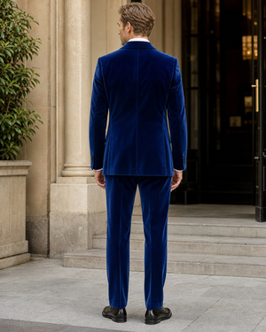 Royal Blue Velvet Shawl Lapel Suit — Custom Made to Measure — 2