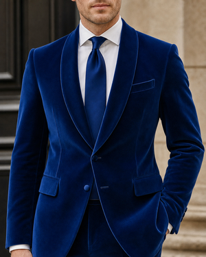Royal Blue Velvet Shawl Lapel Suit — Custom Made to Measure — 4