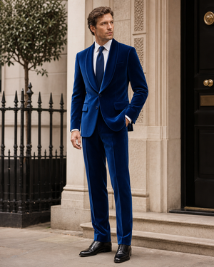 Royal Blue Velvet Shawl Lapel Suit — Custom Made to Measure — 3