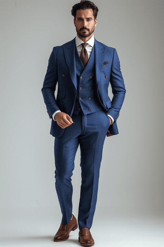 Royal Blue Silk Blend Cocktail Party Suit — Custom Made to Measure