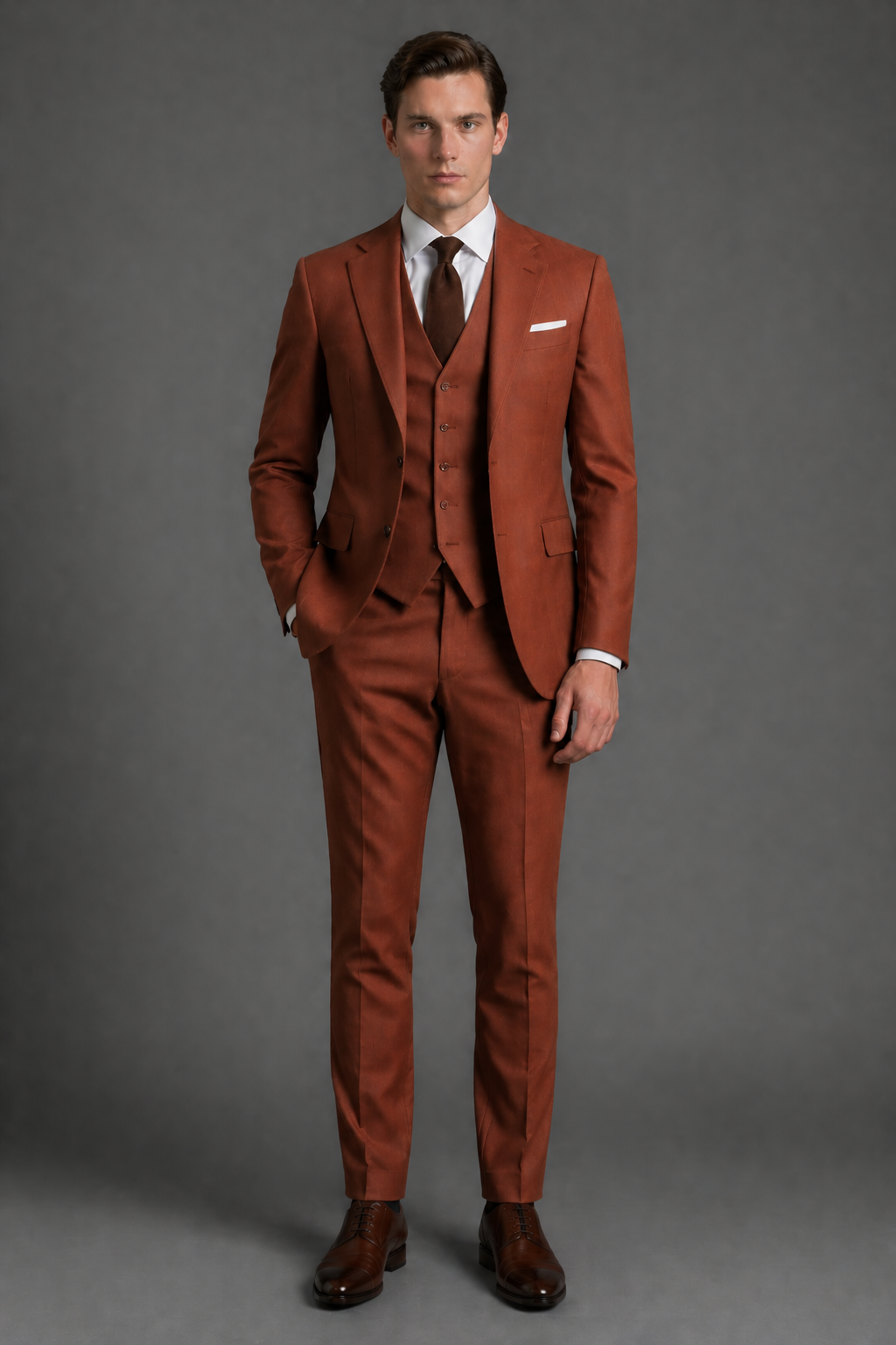 Rust Wool Father of the Bride Suit — Custom Made